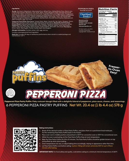 Pastry Puffins Pizza: PEPPERONI (1 Case)